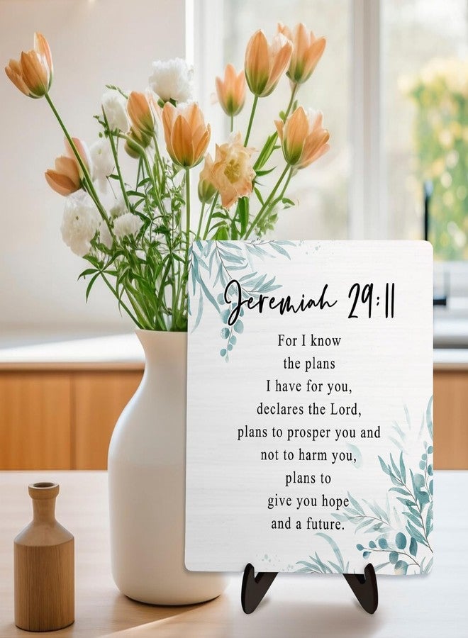 DMADNF Bible Verse Sign, Christian Sign, Table Art Signs, Wooden Sign Desk Decor, Positive Home Décor, Motivational Scripture Gift,Wood Sign Plaque Gift for Women&Men,5.9x5.9inch(JEREMIAH 29:11 White) - Image 5